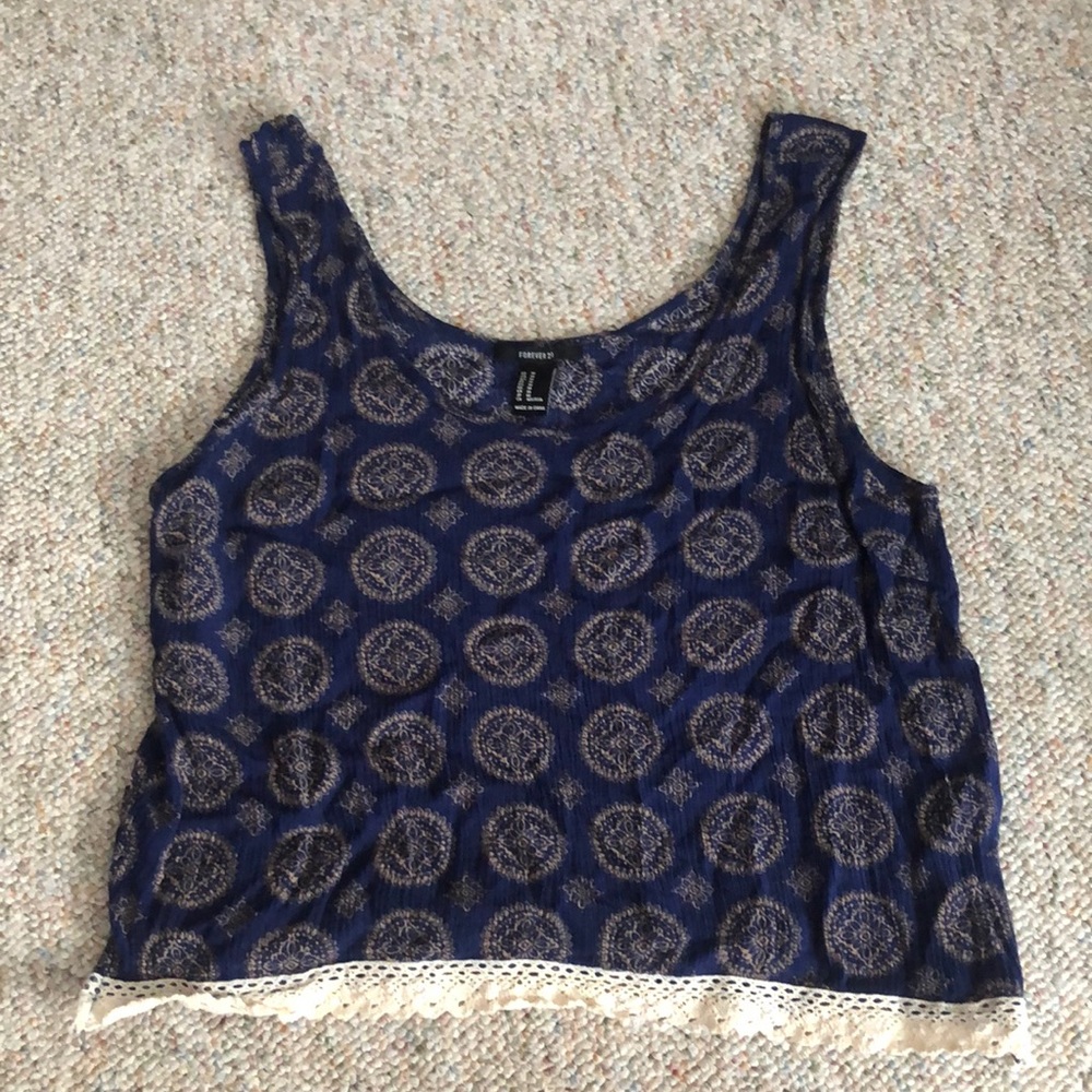 A Forever 21 tank top, blue, size medium.